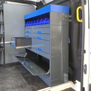 127 cm van racking unit with drawers installed on Ford Transit L4H3 bulkhead