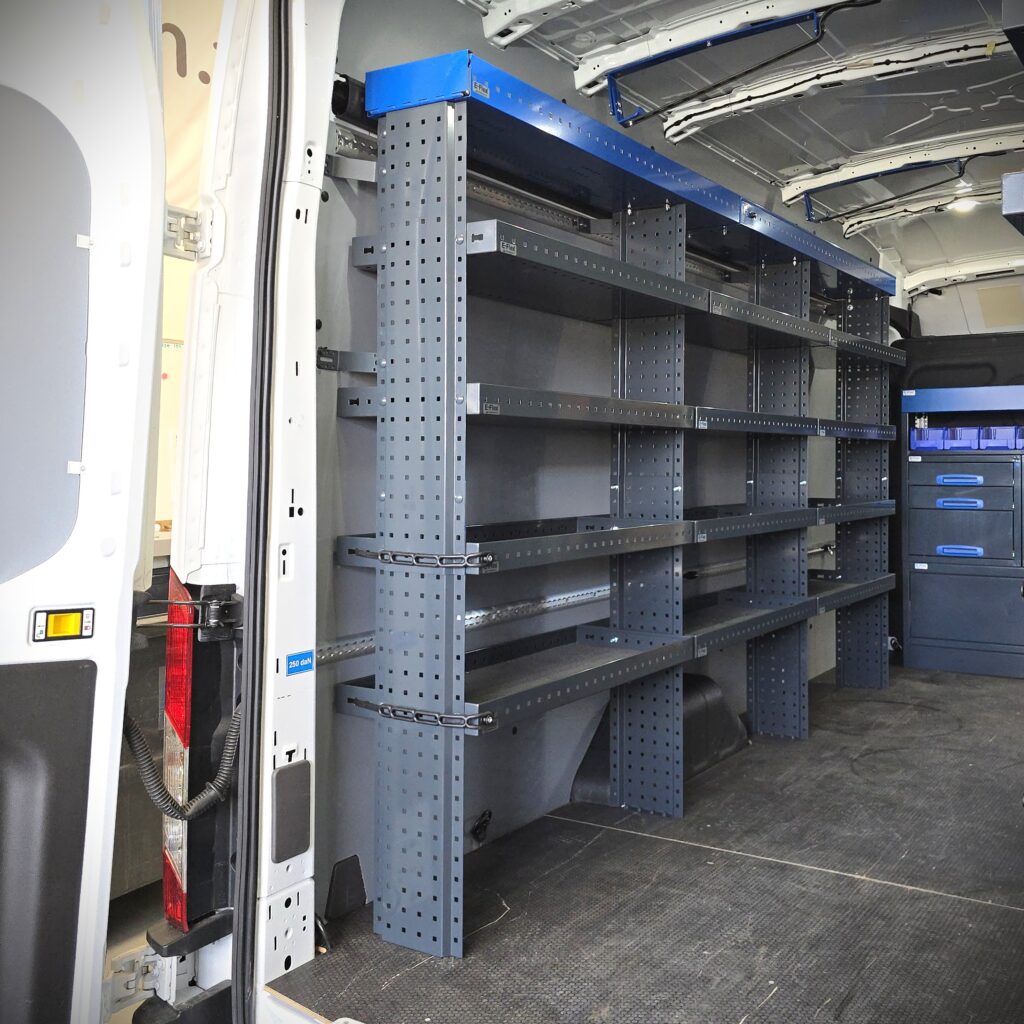 300 cm van shelving unit installed in Ford Transit Jumbo cargo van