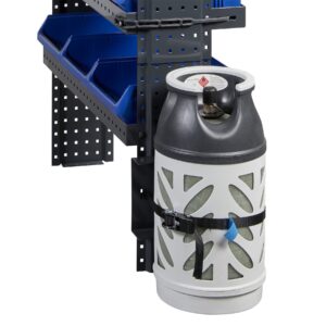 Gas cylinder holder for van with one gas cylinder mounted securely