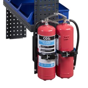 Gas cylinder holder for van with two gas cylinders mounted securely