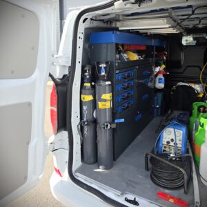 Gas cylinder holder for two cylinders in a VW Transporter T7