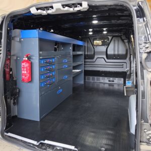Fire extinguisher mounted in a van