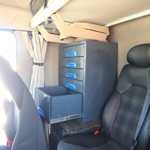 50 cm drawer unit installed inside a truck cab for small accessories and tools