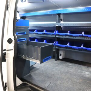 Volkswagen Transporter 127 cm förvaringssystem för skåpbil med utdragslådor öppning från sidan höjd 96 cm