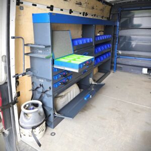 mb sprinter a2 with 254 cm van racking unit with cases height 144 cm