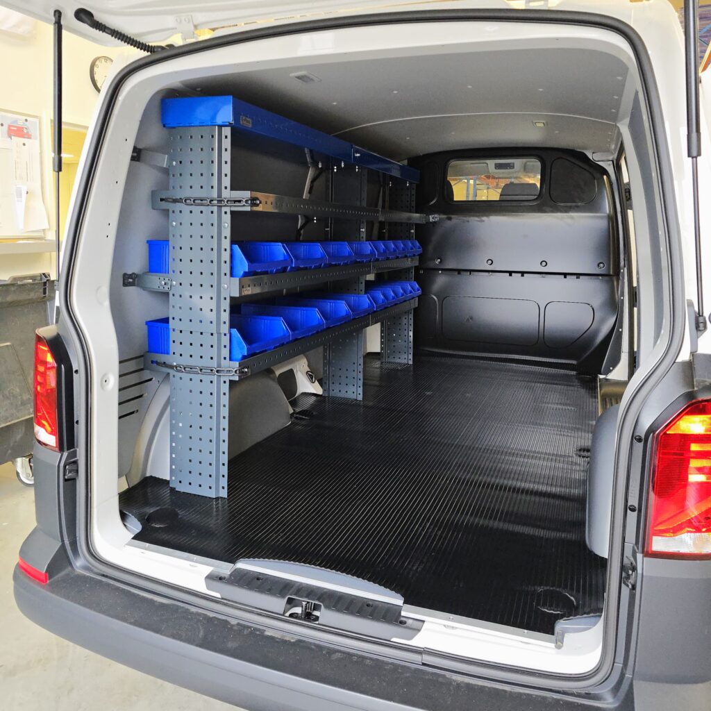 230 cm van shelving unit height 120 cm at Volkswagen Transporter T6 L2 left side