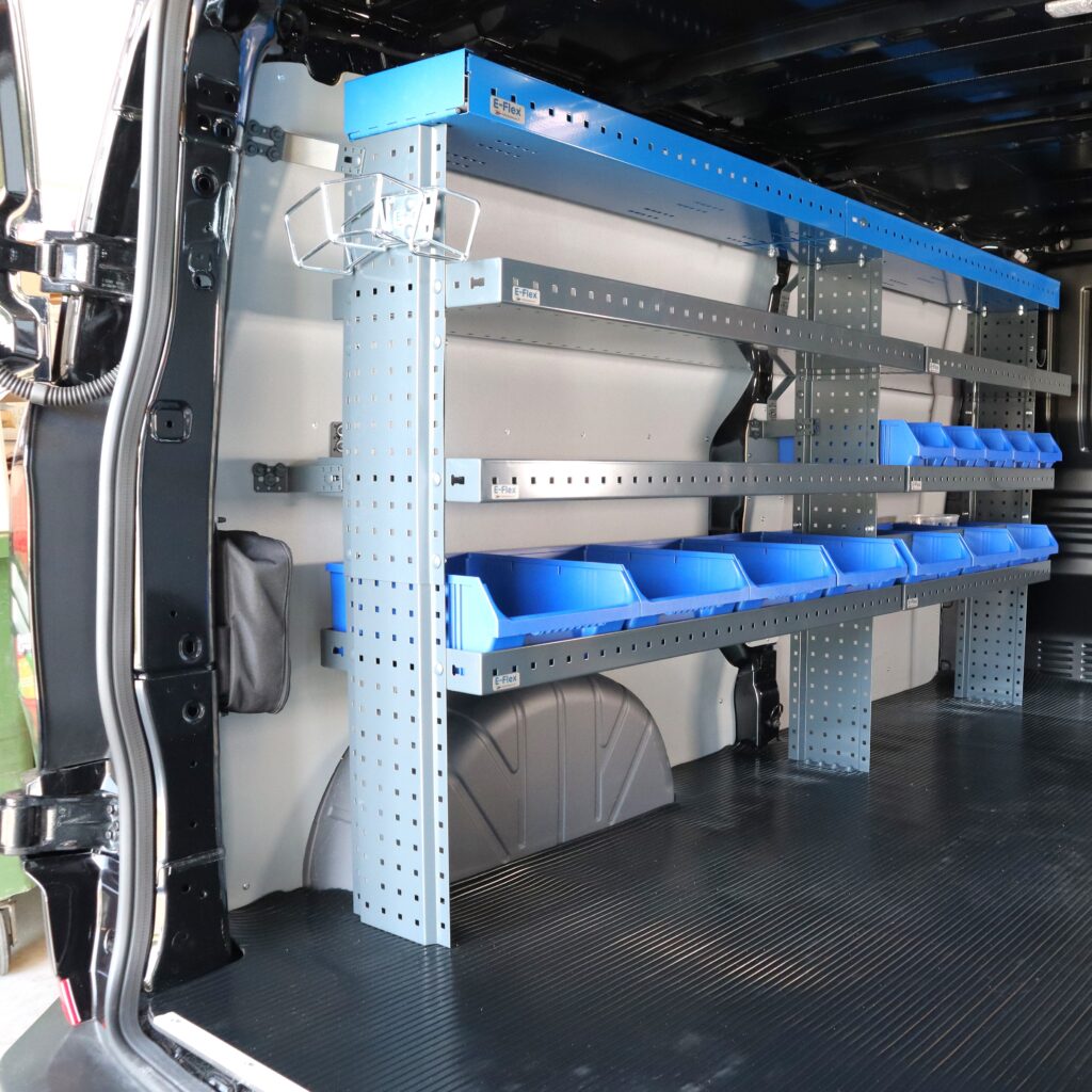 230 cm van shelving unit height 120 cm at new Ford Transit Custom L2 left side