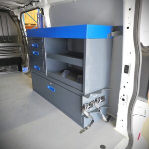 127 cm van shelving unit with drawers and open shelves height 96 cm Volkswagen Transporter T7