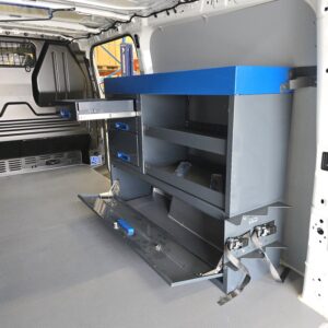 127 cm van shelving unit with drawers and open shelves height 96 cm Volkswagen Transporter T7