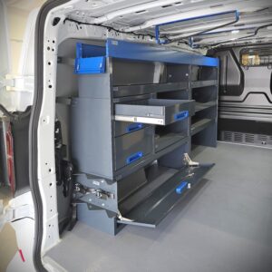 230 cm van shelving unit with drawers and open shelves height 120 cm Volkswagen Transporter T7