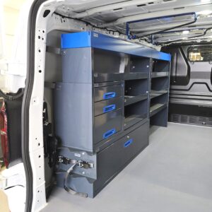 230 cm van shelving unit with drawers and open shelves height 120 cm Volkswagen Transporter T7