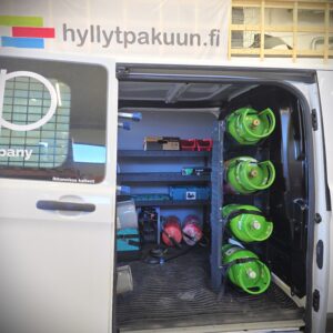 Refrigerant bottle shelf for a van