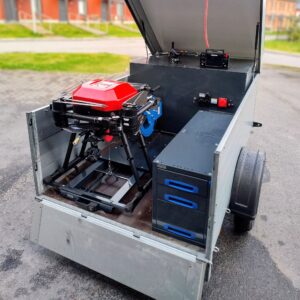 Pull-out loading platform for trailer with heavy-duty steel frame for easy access to tools and equipment