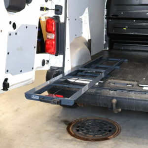Pull-out loading platform installed in Toyota Proace van for easy access to tools and heavy equipment