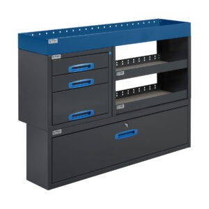 127 cm hyllykkö / laatikosto avohyllyillä kapea alakaappi