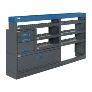 230 CM HYLLYKKÖ LAATIKOSTO AVOHYLLYILLÄ CUSTOM, korkeus 123 cm