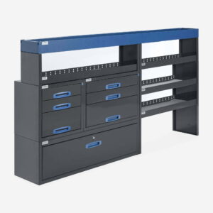 230 cm van racking unit with drawers height 120 cm