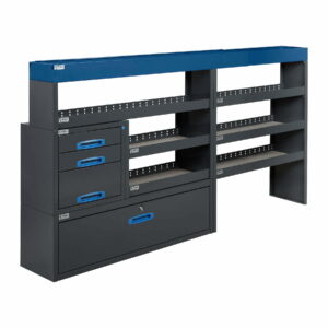 230 cm van racking unit with shelves height 120 cm