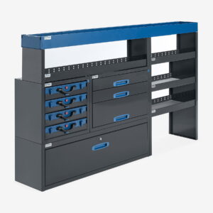 205 cm pakettiauton hyllykkö / laatikosto korkeus 123 cm