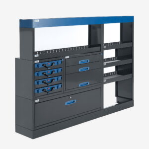 205 cm Van Racking Unit With Cases Height 144 cm