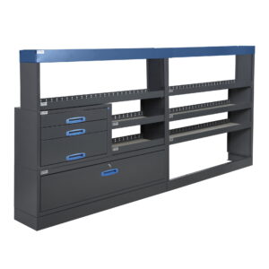 304 cm van racking unit with shelves height 144 cm
