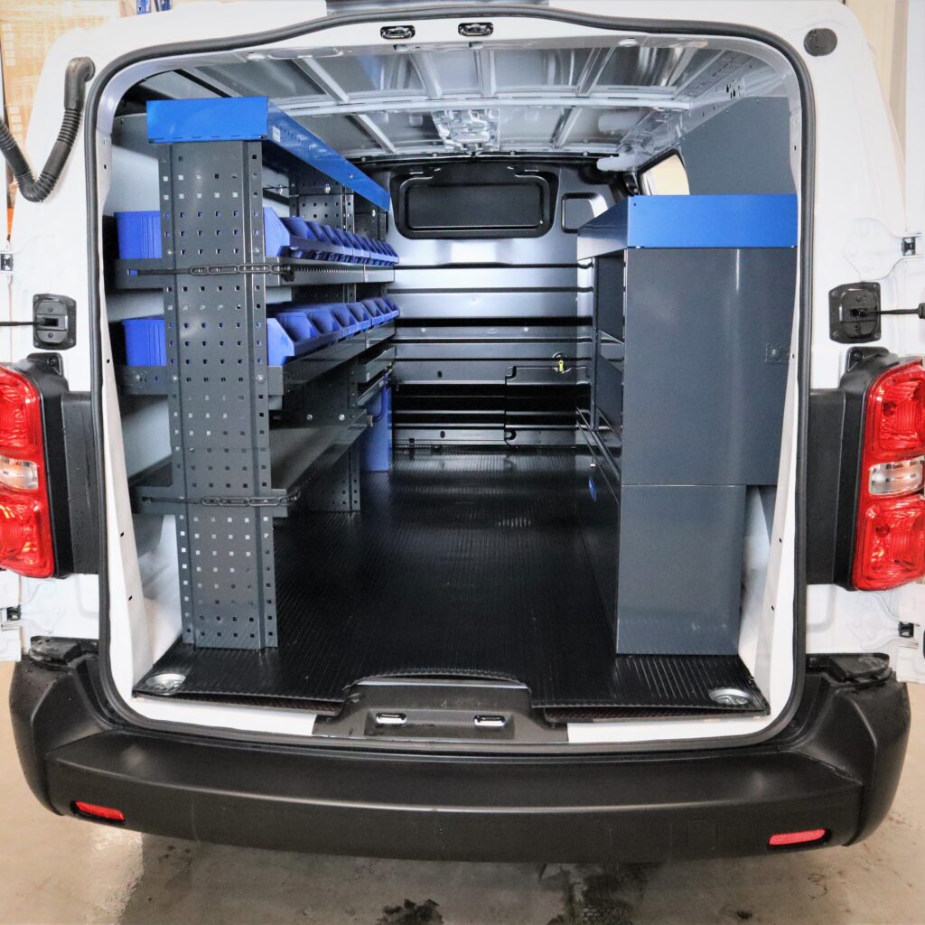Fiat Scudo van shelving system with open shelves and organised storage