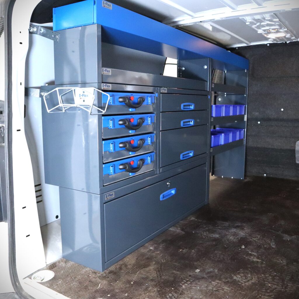 Opel Vivaro long side van racking unit with drawer storage and shelving