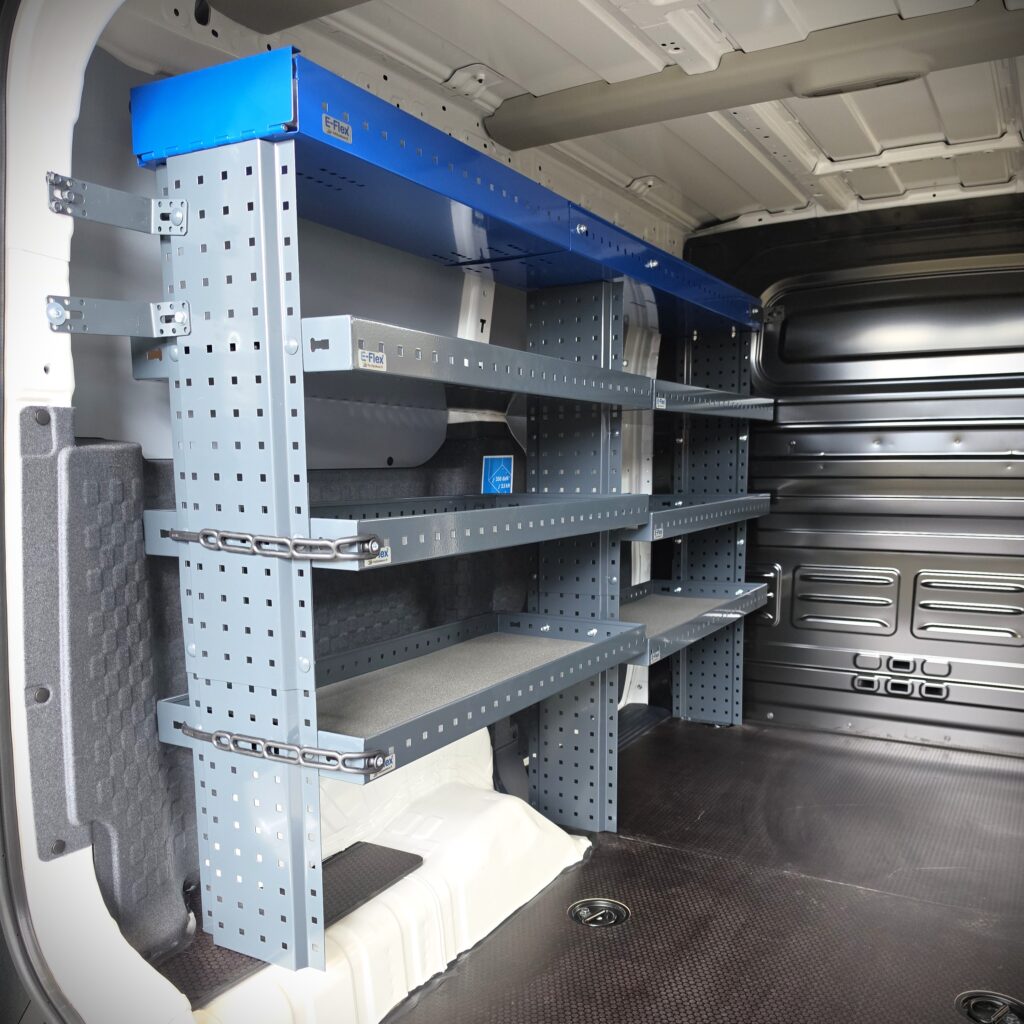 200 cm van shelving unit installed in a Kia PV5