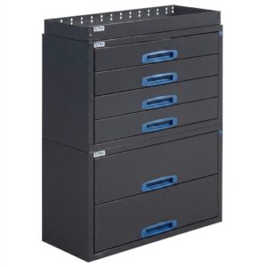 76 cm van drawer unit with upper shelf installed in a van
