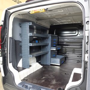 Van shelves and drawers installed in a Kia PV5