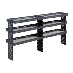 200 cm van shelving unit height 91 cm installed on the side wall of a work van