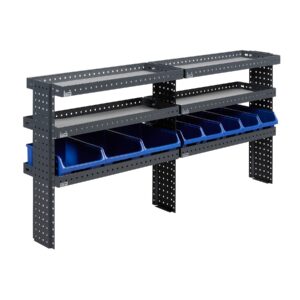 200 cm van shelving unit height 91 cm installed on the side wall of a work van