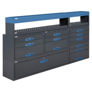 230 cm Van Racking Unit with Extra Drawers Height 120 cm