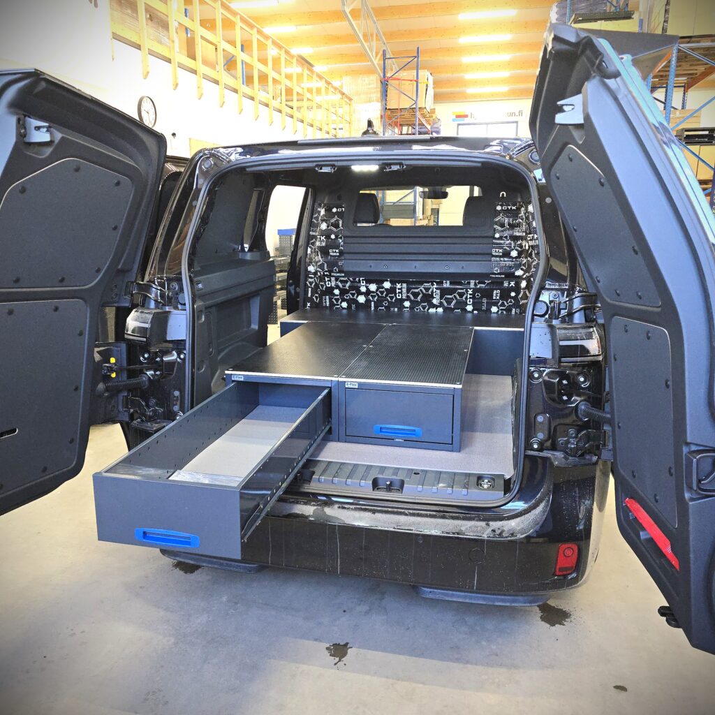 Volkswagen ID Buzz Cargo double floor storage system with pull-out drawers