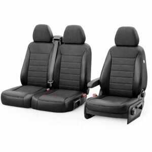 Ford Transit Van seat covers 1+2 front seats half artificial leather with fabric center