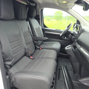 Opel Vivaro seat covers fitted on front seats – also fits Toyota Proace, Peugeot Expert, Citroën Jumpy and Fiat Scudo