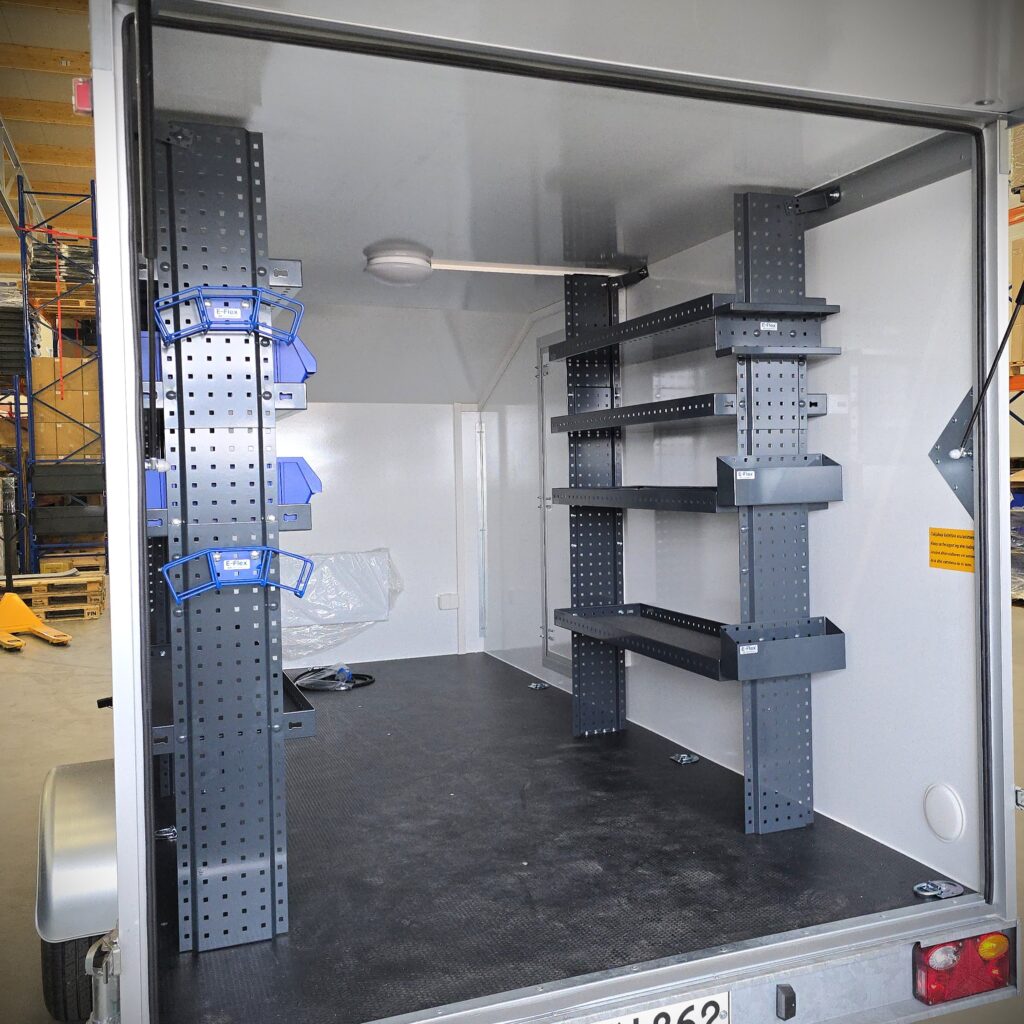 trailer shelving – metal shelves for tool storage in enclosed trailer