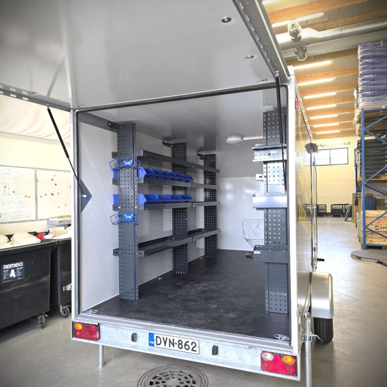 trailer shelving – metal shelves for tool storage in enclosed trailer