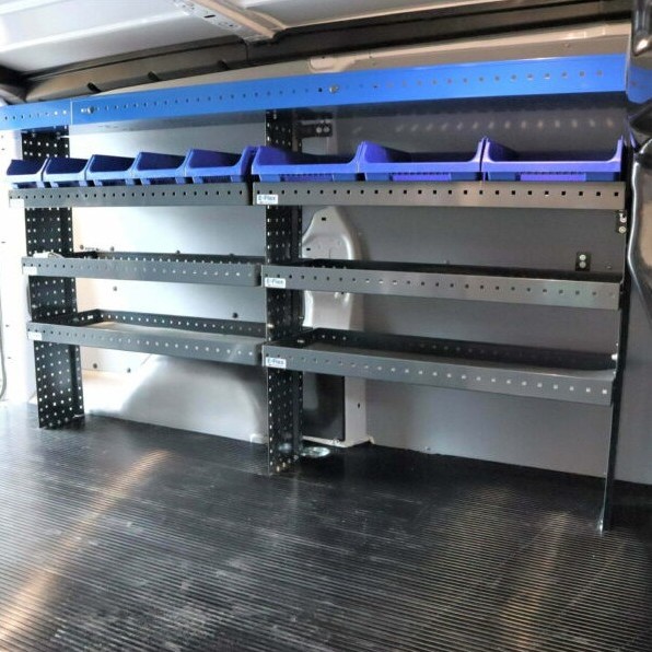 Fiat Scudo van shelving on long side wall with 200 cm E-Flex storage system