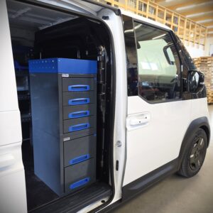 Drawer unit installed in a Kia PV5 van