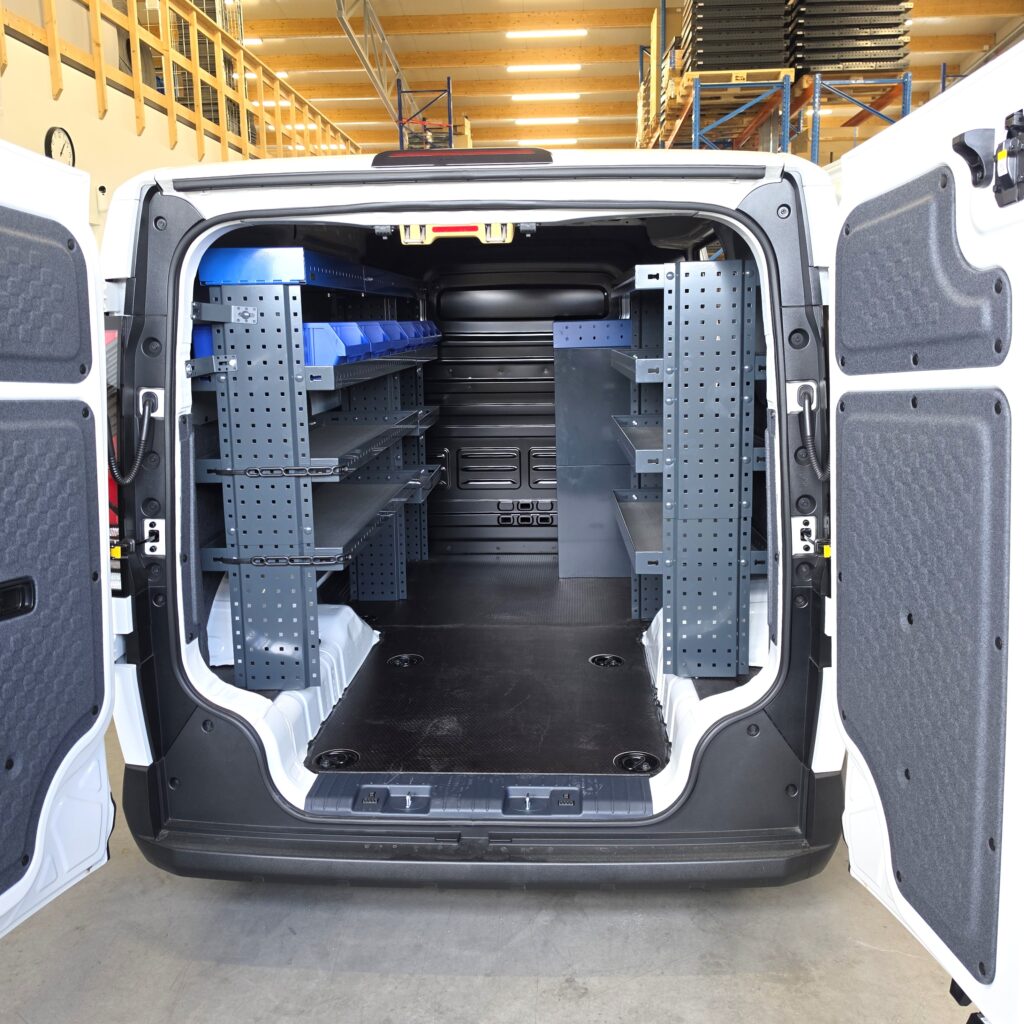 Kia PV5 van shelving installed in the cargo area
